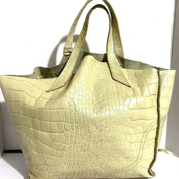 Furla beige embossed leather satchel handbag - Picture 2 of 13